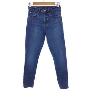 Levi's 501 Button Fly Premium Solid Blue Denim Jeans Womens Size W25 L30